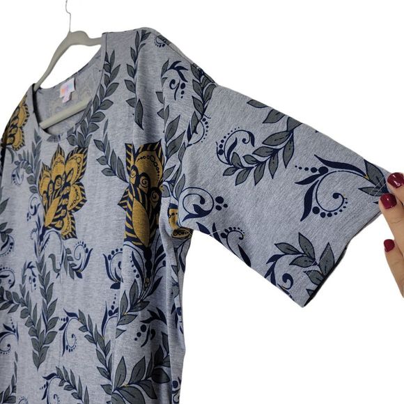 LulaRoe Gray Blue/Yellow Paisley Design Irma Tunic Top M - Picture 4 of 6